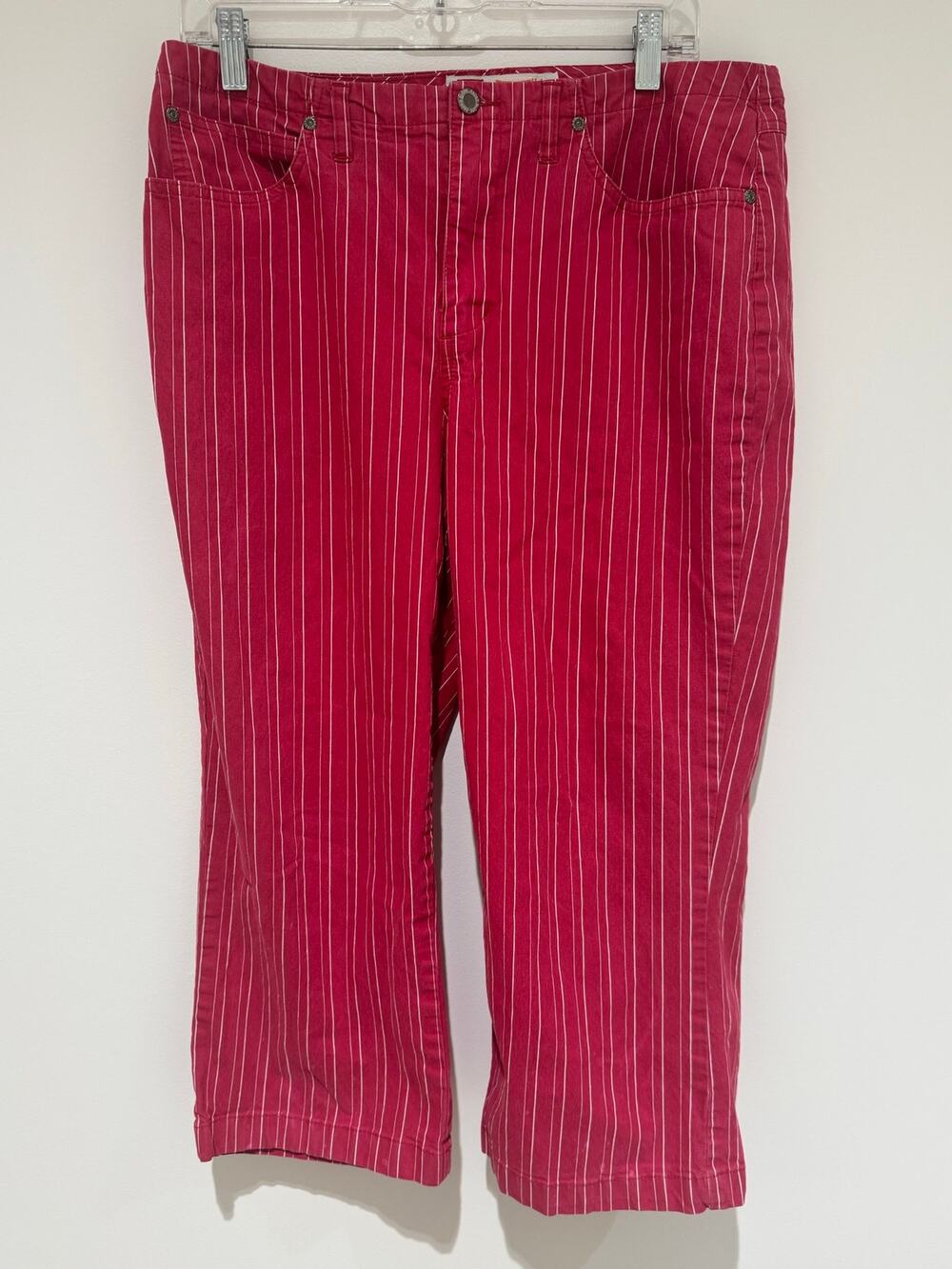 Vintage Y2K 2000s Faded Glory Red Striped Tapered Ankle Pants Size 14